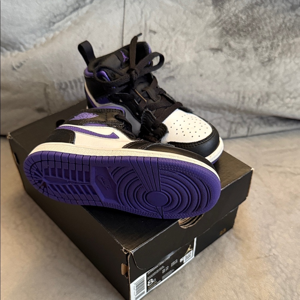 Jordan Black and Purple High-Top Sneakers